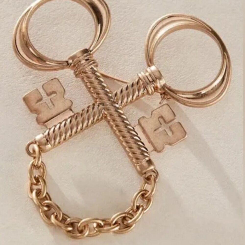 NWT Free People Unlock Your Love Pin in Gold
